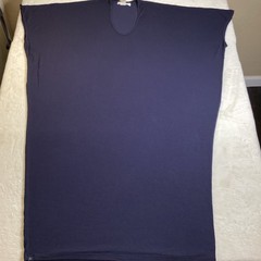 Barefoot Dreams Luxe Milk Jersey Caftan Dress Navy Blue Petite One Size A307591