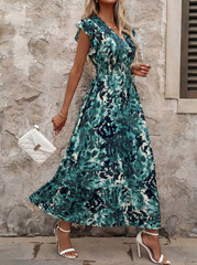 Brand New Summer Holiday Wedding Flowy Floral Maxi Dress Plus Boho Print