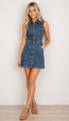 BDG Urban Outfitter Denim Mini Dress Blue Y2K Button Up Cowgirl Western Size S