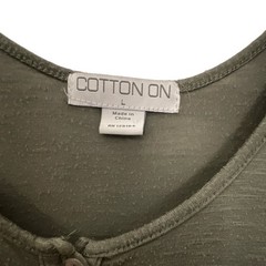 Cotton On Women&rsquo;s Green Solid Knit A-Line Dress Scoop Neck 3/4 Sleeve L