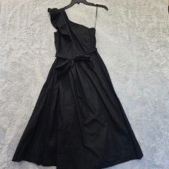 J. Crew Factory One Shoulder Ruffle Midi Dress Crisp Black Cotton Size 2P NEW