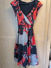 Ted Baker Red & Black Silk Cocktail Dress Size 1 UK 8 – 100% Silk Wedding Races