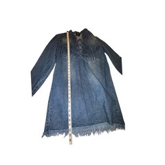 Wet Seal Denim Dress XS Long Sleeve Lace Up Fringe Hem Casual Shirt Dress