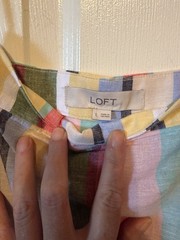 LOFT Womens L Striped Square Neck Maxi Sheath Dress Linen Zip Sleeveless