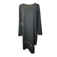 MSK Petite Black Asymmetrical Shift Dress w/ Pearl Stud Embellishments – 14P