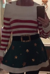 Christmas Elf Sweater Dress With Sequins For Belt And Stars – Be One Of A Kind