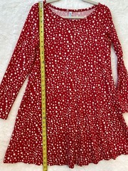 Womens Red Polka Dot Swing Dress Size Medium Super Soft Brushed Knit Lightweight