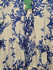 Antica Sartoria Boho Blue Coral Reef Tassel Mini Dress – Mediterranean Style New