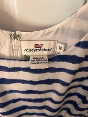 Vineyard Vines Women&rsquo;s Blue/White Striped Sleeveless Scoop Neck Zip Dress 12