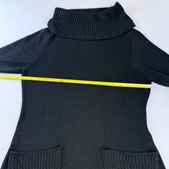 Soft Surroundings Montreux Black Sweater Dress Sz S Cowl Neck Fringe Boho Pocket