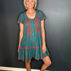 NWT ModaPosa Simonetta Fall Hand-Embroidered Cotton Dress Size Small