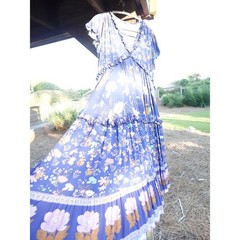 Spell Wild Bloom Maxi Dress Oversized XXS Floral Boho Tiered Ruffle Cottagecore