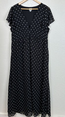 A New Day Dress Size XL Sheer Lined Polka Dot Black & White Maxi Full Length