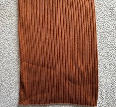 MEROKEETY Brown Ribbed Knit Collared Button Sweater Midi Dress XXL