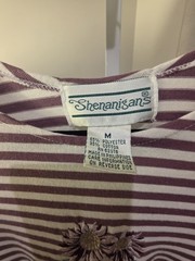 VTG Empire Maxi Purple/White Stripe Top, Solid Bottom M Cottage Grannycore