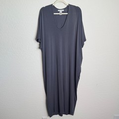 Barefoot Dreams Luxe Milk Jersey Caftan Gray One Size Dress Loose Fit Comfy