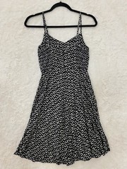 Old Navy Black Ikat Print Cami Mini Dress Size Small Smocked Summer Chic