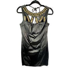 Xtraordinary Bodycon Sleeveless Black Mini Dress with Gold Beads Junior&rsquo;s Size 7