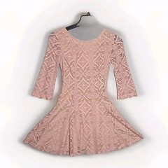 Speechless Womens Lace Dress M Blush Pink Fit Flare Low Back Party Wedding