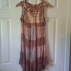 Shoreline Women&rsquo;s One Size Tie Dye Midi Dress Scoop Neck A-Line Asymmetric
