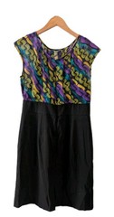 ALYX Dress 12 Black Multicolor Zipup Sleeveless Back Slit Stretch Sheer Line Top