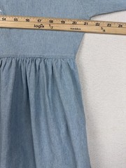 Jennifer Moore Denim Midi Button Front Dress Size L Cottagecore Embroidered Blue
