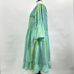 Soft Surroundings Marbella Dress Medium Blue Green Tie Dye Cotton Boho Dress