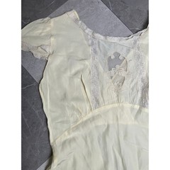 Vintage 1930&rsquo;s/40&rsquo;s Nightgown XS Ivory Lace Embroidered