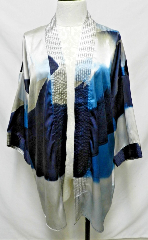Soft Surroundings Small Medium S M Embroidered Satin Watercolor Duster Cover-Up