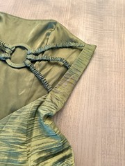 Cache Size 4 Green Solid Halter Sleeveless Mini Dress Ruffle Hem Lined