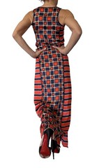 Michael Kors Sleeveless Maxi Dress Soho Colorblock Sleeveless Geometric Red XXS