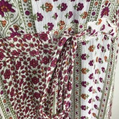 Raga white red green mixed floral print peasant boho dress size Large