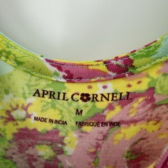 April Cornell Dress Sz M Aqua Floral Island Flower Jersey Maxi Sundress Cottage