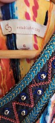 Colorful Boho Chic Embroidered Neckline Dress Size 6
