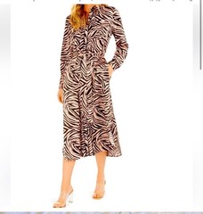 BAR iii x Becca Tilley Zebra Print Belted Long Sleeve Dress Size XS NEW NWOT
