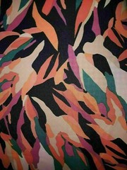 NEW METAPHOR Plus Size 1X Dress Black Pink Green Stretch Knit Short Sleeve
