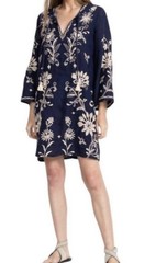 NEW JOHNNY WAS Navy kimono sleeve relaxed dress in blue Size medium NWT