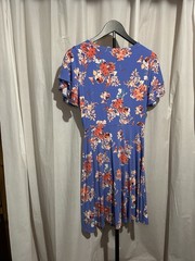 Tabitha Webb Periwinkle Blue Multicolored Short Sleeve Floral Dress Size S