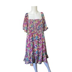 NEW 143 Story Sundress Colorful Floral Smocked Square Neck Plus Size 2X