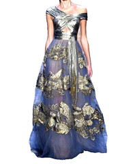 $11,000 MARCHESA Couture Runway Blue Tulle Embroidered Long Ball Gown Dress 12