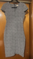 Michael Kors Black White Houndstooth Sheath Dress Short Sleeve XS