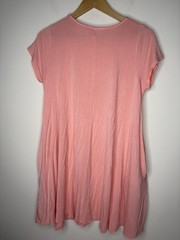 Mittoshop Womens Size M Tunic Dress Short Sleeve Pink Pockets Above Knee Stretch