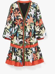 Kate Spade Dress Womens Small Summer Lilies Twill Floral Button V-Neck New