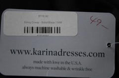 Karina Women&rsquo;s Rounded Scoop Neck Emily Dress AP2 Solid Black Size: S/M NWT