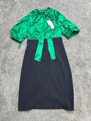 BCBGMaxazria Shift Dress Womens 4 Green Black Belted Casual Raglan Sleeve New