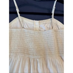 Cream Spaghetti Strap Button-Front Romantic Boho Sundress