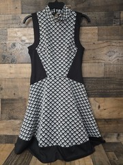 Bailey Blue Fit & Flare Chevron Print Dress Knee Length Classic Retro Y2K Small