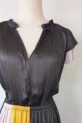 Piper Black Sunburst Pleated Colourblock Dress Sz 12 BNWT RRP $149.95 Modern