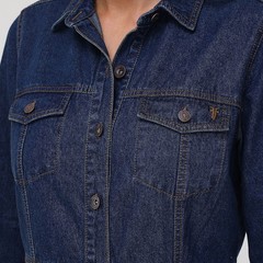 Frye Women&rsquo;s Dark Wash Button-Front Long Sleeve Denim Dress – Size: M (8-10)