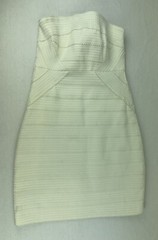 Francescas Strapless Eggshell White Mini Dress Women&rsquo;s Medium Stretch Scallop